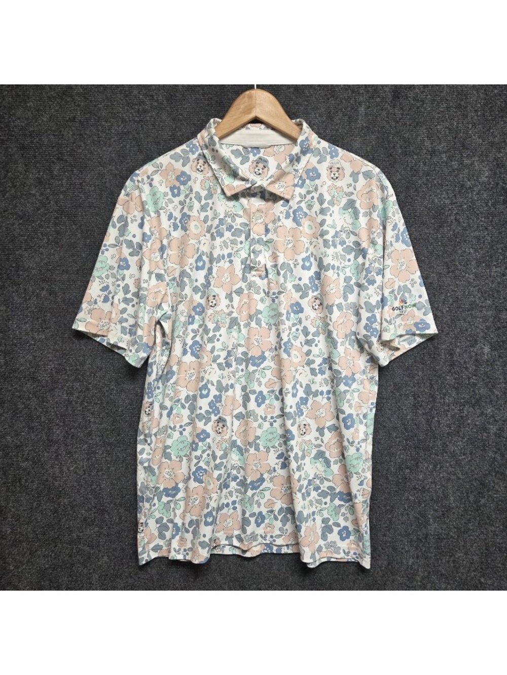 Swannies Golf Polo Shirt Mens Large Performance Floral Gopher Golf Now NBC